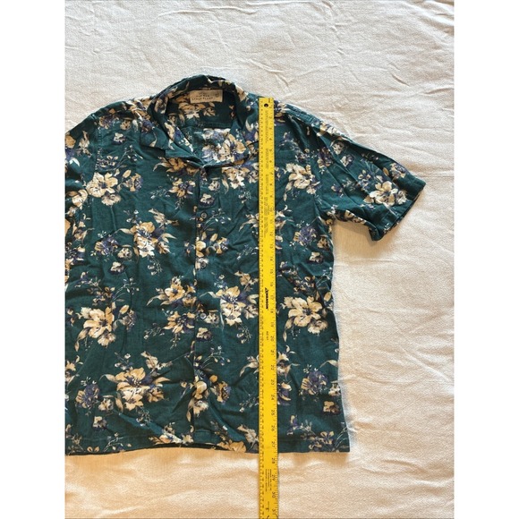 Abercrombie &Finch Men's Shirt Med Multi Summer Linen Blend Floral Boxy Relaxed - Picture 6 of 11
